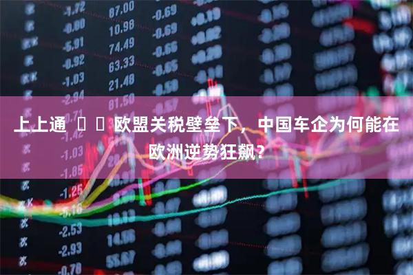 上上通  ​​欧盟关税壁垒下，中国车企为何能在欧洲逆势狂飙？